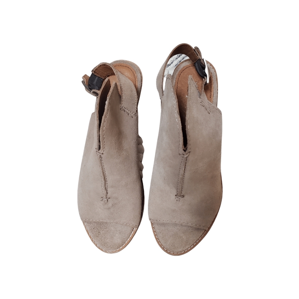 NEW Frye Courtney Sling Suede Peep Toe Bootie Shoes Country Boho Ash Size 6.5 - Picture 5 of 13